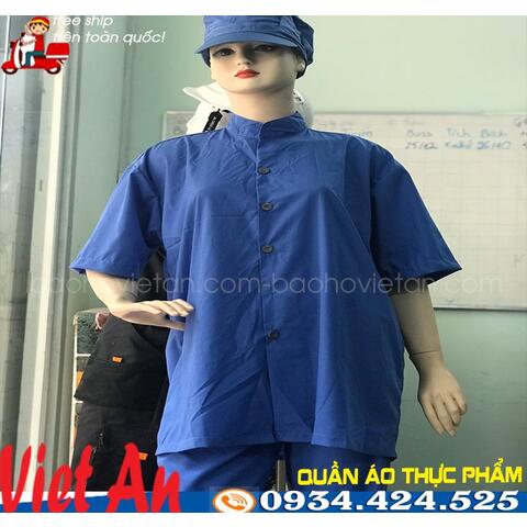 Quần Áo Thực Phẩm Dài Tới Mông, Màu Xanh Bích, Tay Ngắn