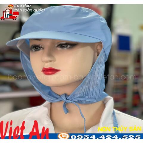 Nón Thực Phẩm Xanh Nhạt Cột Dây Có Lưới