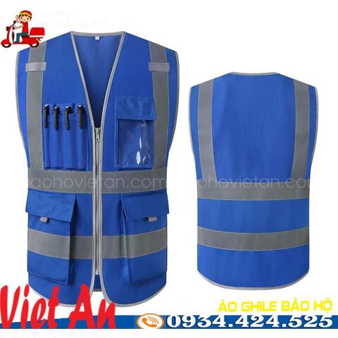 Áo Gile Bảo Hộ Lao Động Màu Xanh Bích Kỹ Sư Có Gắn Phản Quang AGL-5186