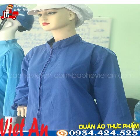 Áo Công Nhân Thực Phẩm Màu Xanh Bích Tay Dài