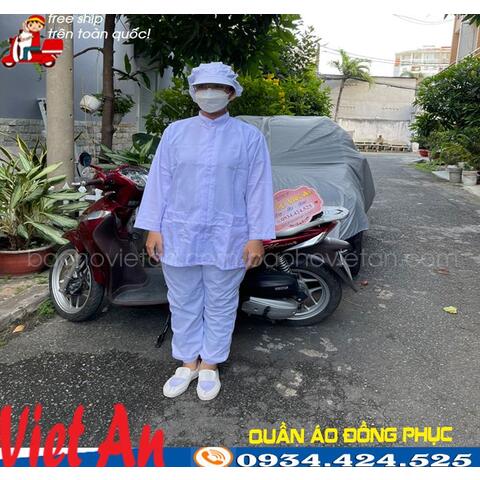 Quần Áo Thủy Sản Vải Silk Màu Trắng