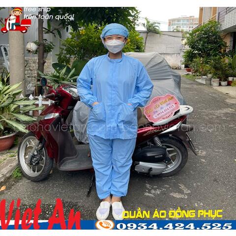 Quần Áo Thủy Sản Vải Silk Màu Xanh